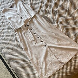 Ann Taylor Lined Linen Sleeveless Button Up Dress 14